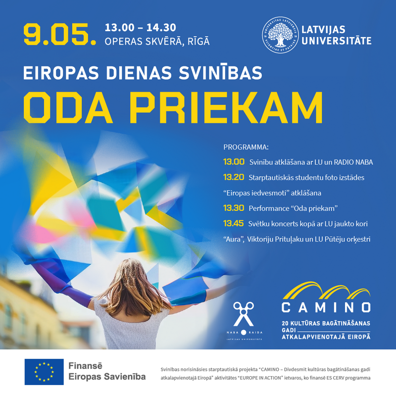 LU Kultūras centrs ielūdz uz Eiropas dienas svinībām “Oda priekam” Operas skvērā Rīgā
