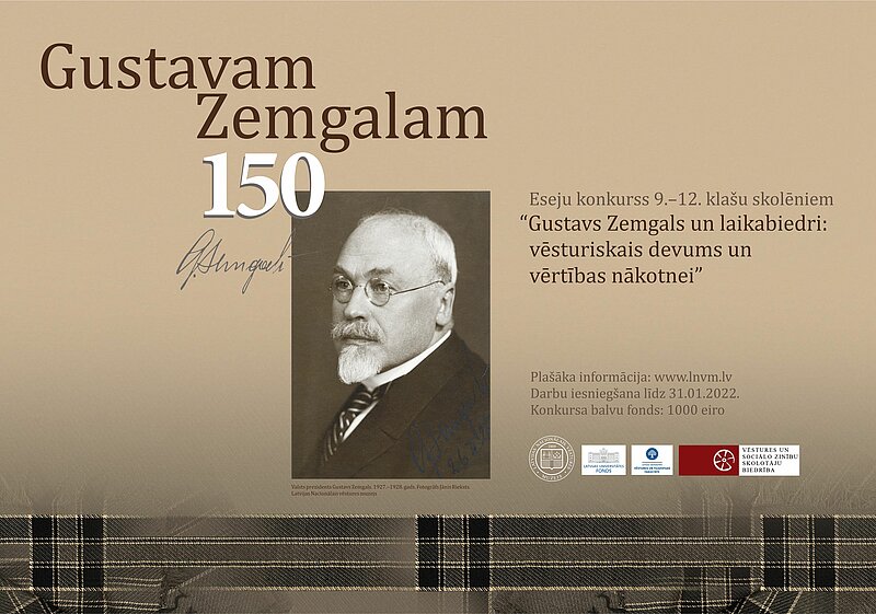 An essay competition for youth is announced on the contribution of Gustavs Zemgals and his contemporaries to Latvia
