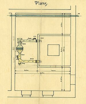 Pulksteņu pagraba gaisa ventilācijas sistēma, rasējums Nr. 3. LU Muzeja krājums (CM2884)