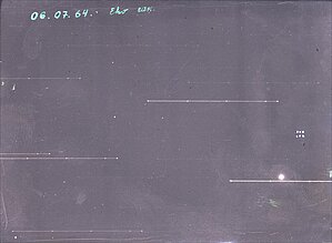 Zemes mākslīgā pavadoņa Echo 2 attēls, 1964. Attēls no LU Muzeja krājuma 