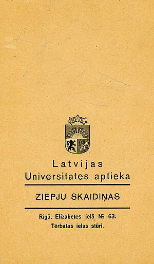 LU aptiekas ziepju skaidiņu iepakojums. 20.gs. sākums. Foto: LU Muzeja krājums, LUM6